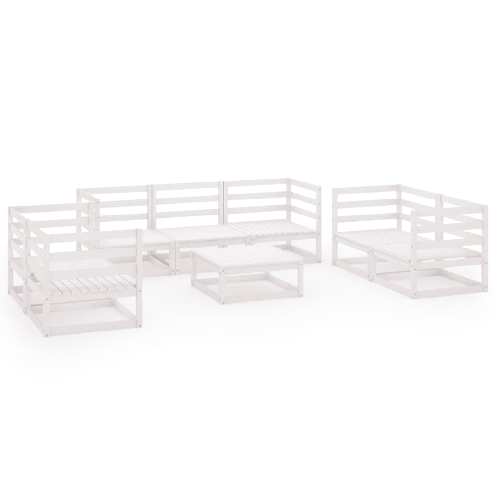 Set mobilier de grădină, 8 piese, alb, lemn masiv de pin GartenMobel Dekor
