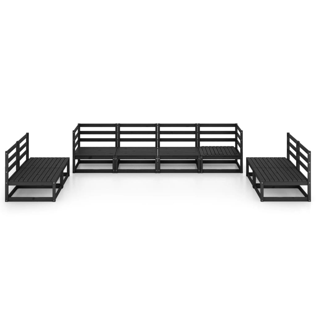 Set mobilier de grădină, 8 piese, negru, lemn masiv de pin GartenMobel Dekor