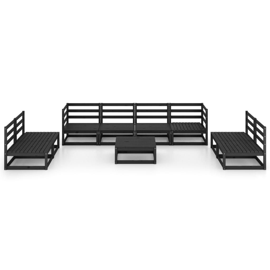 Set mobilier de grădină, 9 piese, negru, lemn masiv de pin GartenMobel Dekor