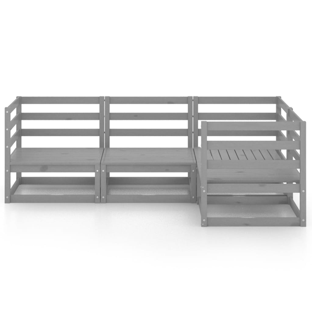 Set mobilier de grădină, 4 piese, gri, lemn masiv de pin GartenMobel Dekor