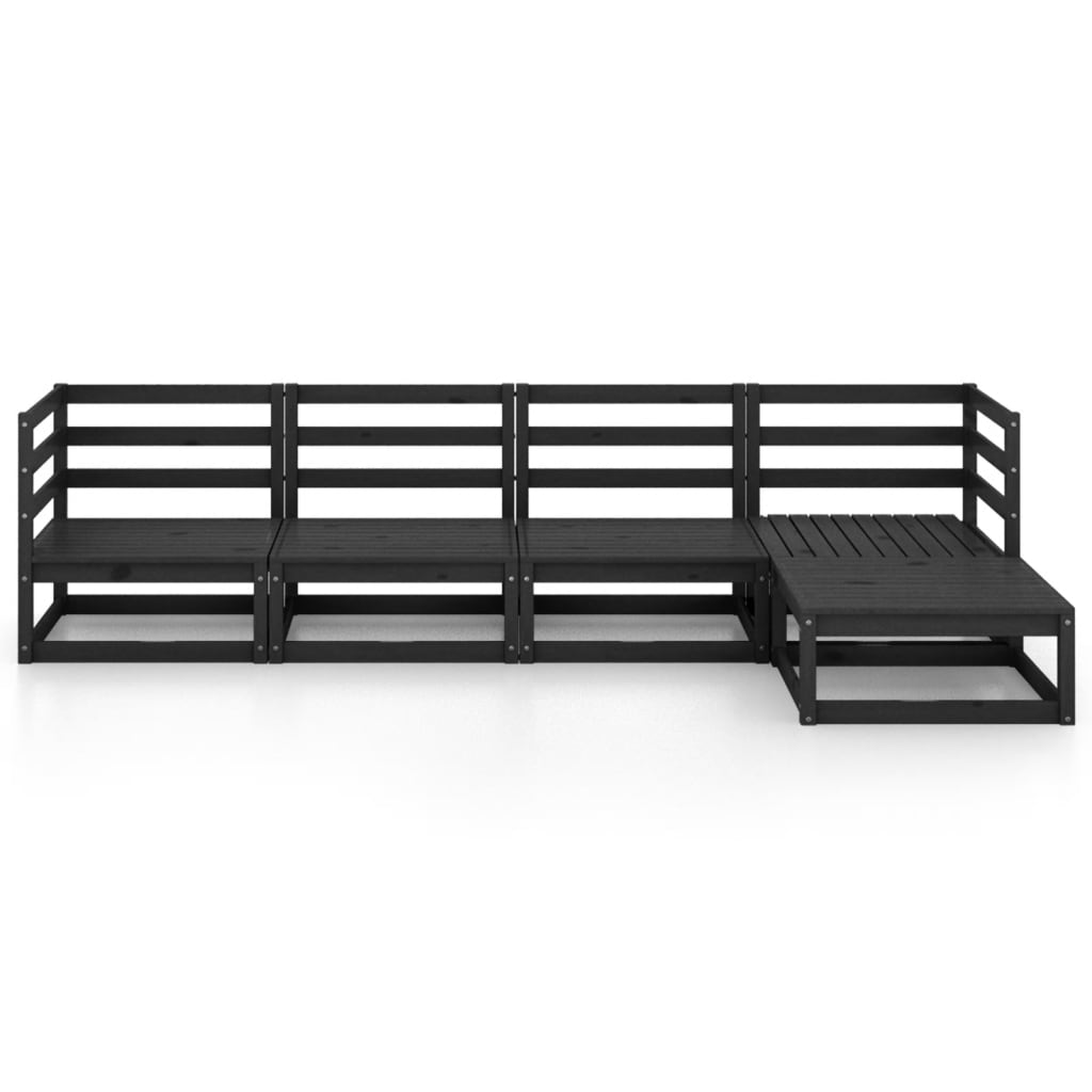 Set mobilier de grădină, 5 piese, negru, lemn masiv de pin GartenMobel Dekor