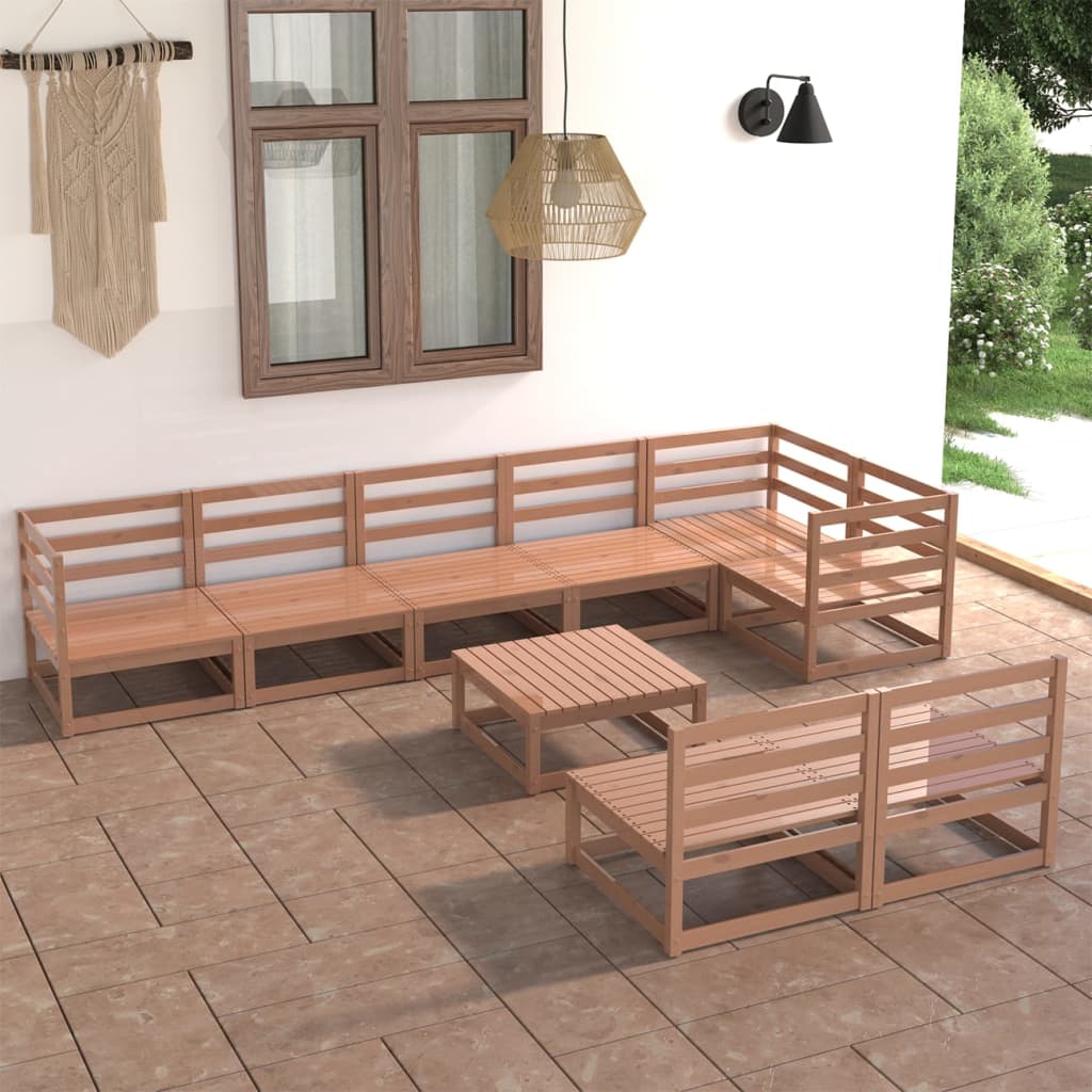 Set mobilier de grădină, 9 piese, maro miere, lemn masiv de pin GartenMobel Dekor