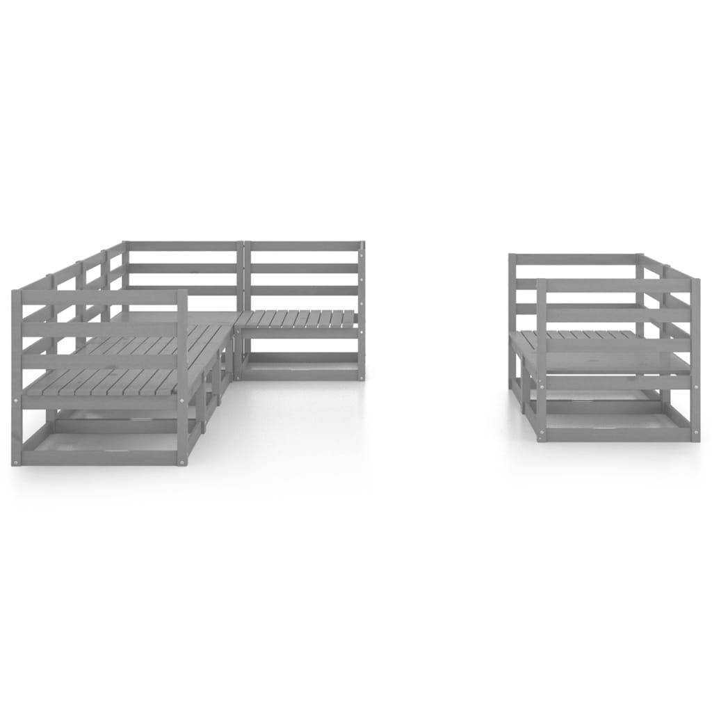 Set mobilier de grădină, 7 piese, gri, lemn masiv de pin GartenMobel Dekor