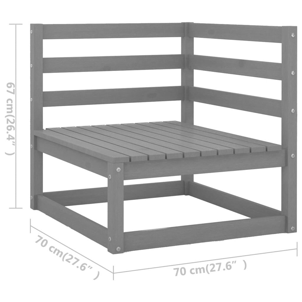 Set mobilier de grădină, 7 piese, gri, lemn masiv de pin GartenMobel Dekor