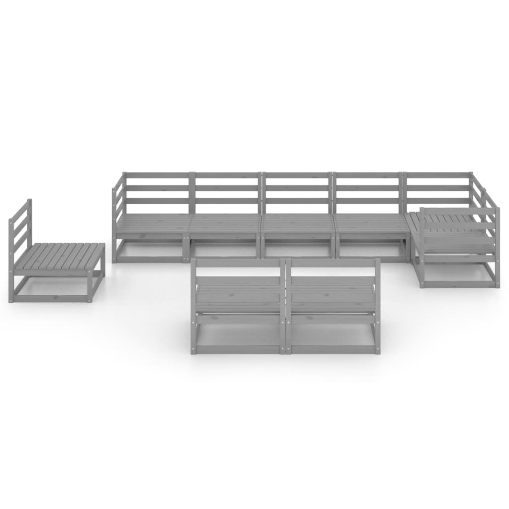 Set mobilier de grădină, 9 piese, gri, lemn masiv de pin GartenMobel Dekor