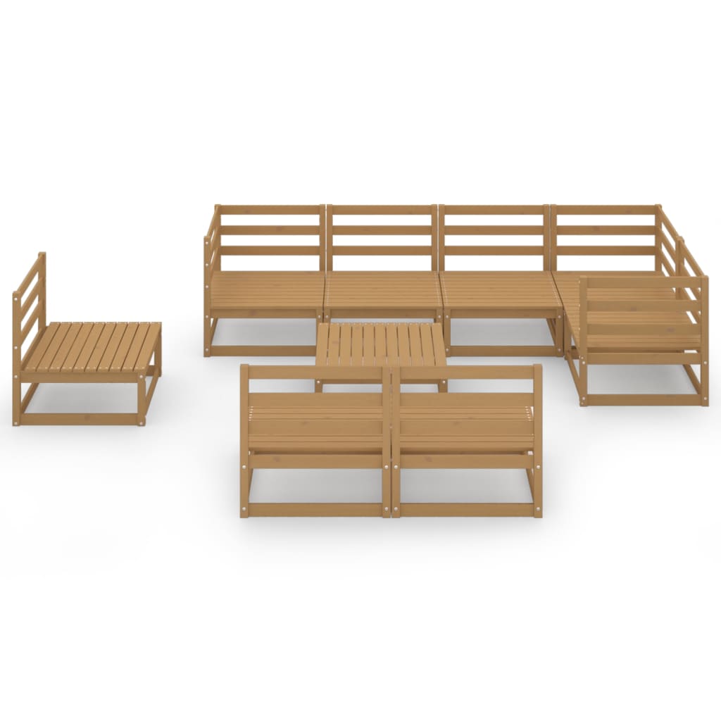 Set mobilier de grădină, 9 piese, maro miere, lemn masiv de pin GartenMobel Dekor