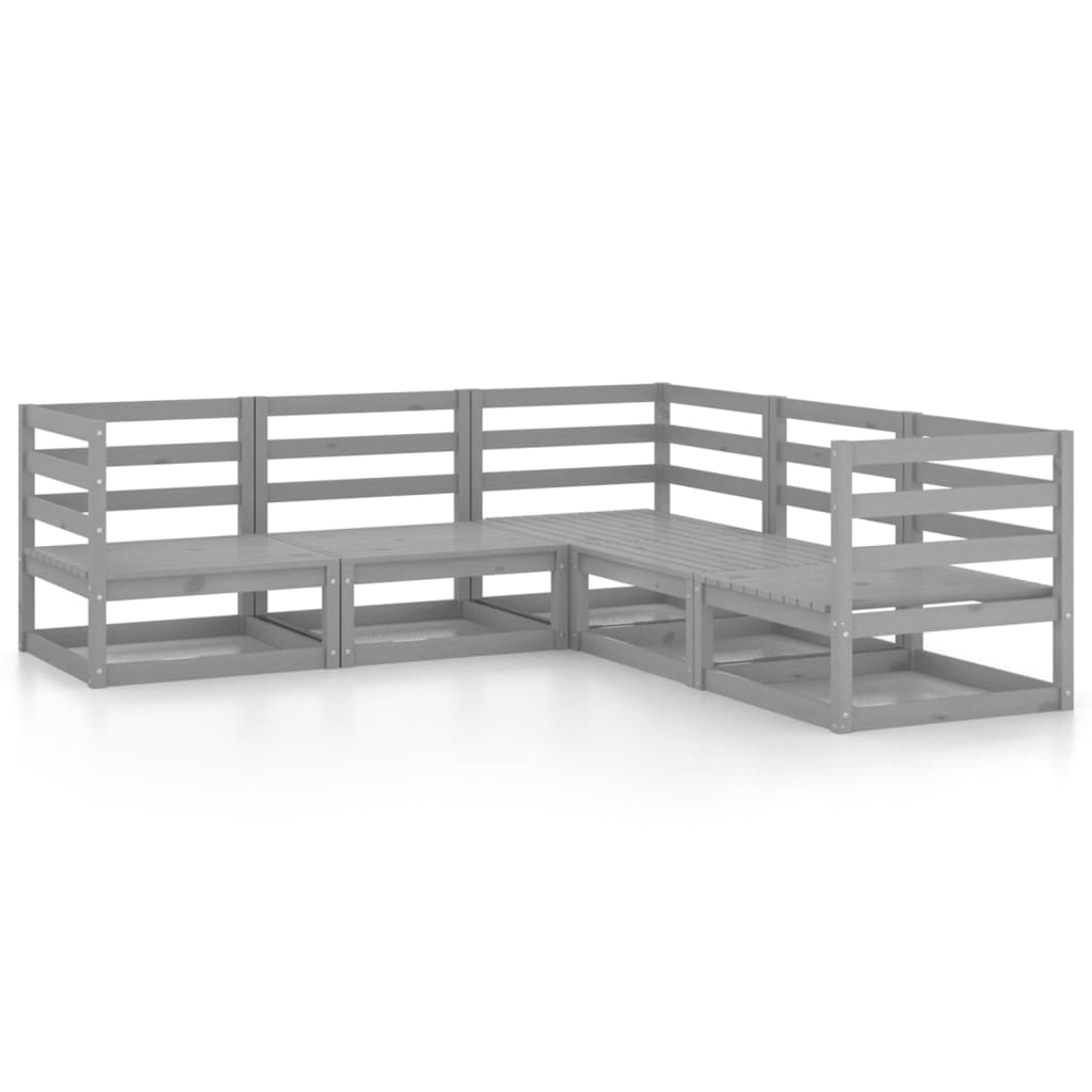 Set mobilier de grădină, 5 piese, gri, lemn masiv de pin GartenMobel Dekor