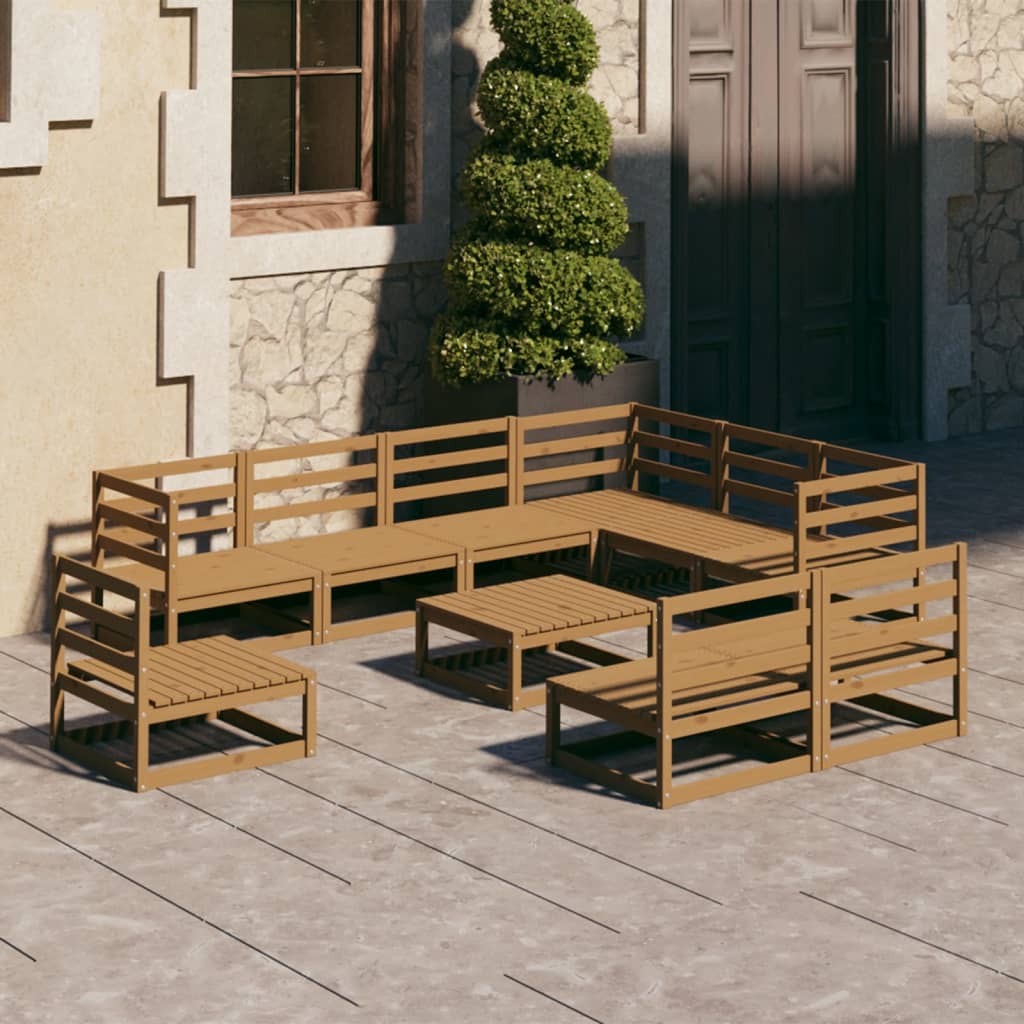 Set mobilier de grădină, 10 piese, maro miere, lemn masiv pin GartenMobel Dekor