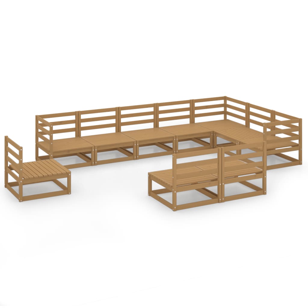 Set mobilier de grădină, 10 piese, maro miere, lemn masiv pin GartenMobel Dekor