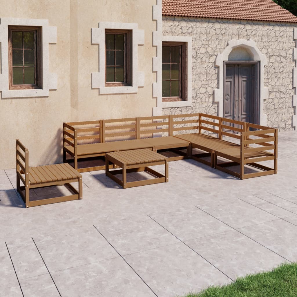 Set mobilier de grădină, 8 piese, maro miere, lemn masiv de pin GartenMobel Dekor