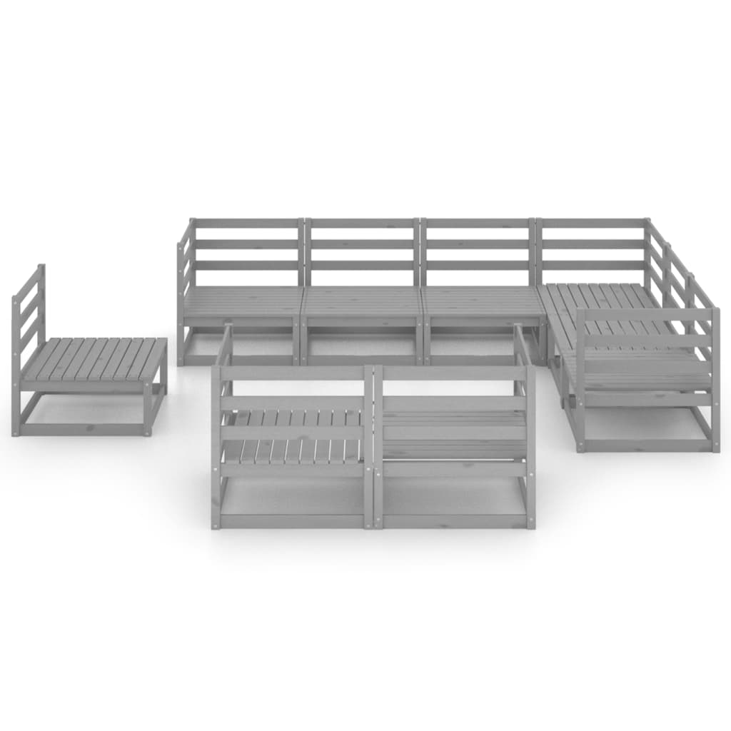 Set mobilier de grădină, 9 piese, gri, lemn masiv de pin GartenMobel Dekor