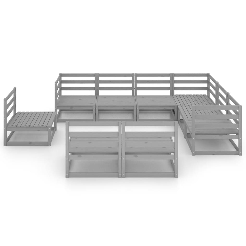 Set mobilier de grădină, 9 piese, gri, lemn masiv de pin GartenMobel Dekor