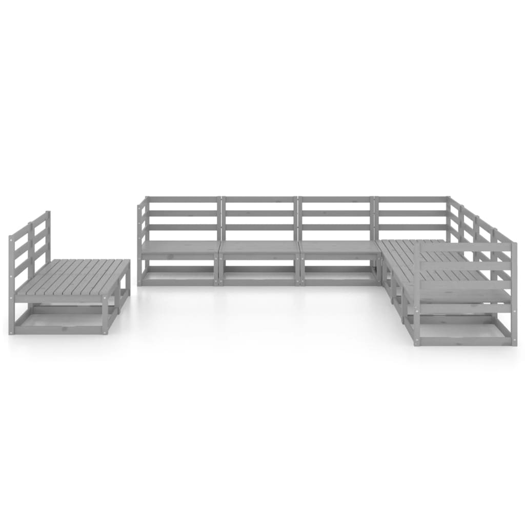 Set mobilier de grădină, 9 piese, gri, lemn masiv de pin GartenMobel Dekor