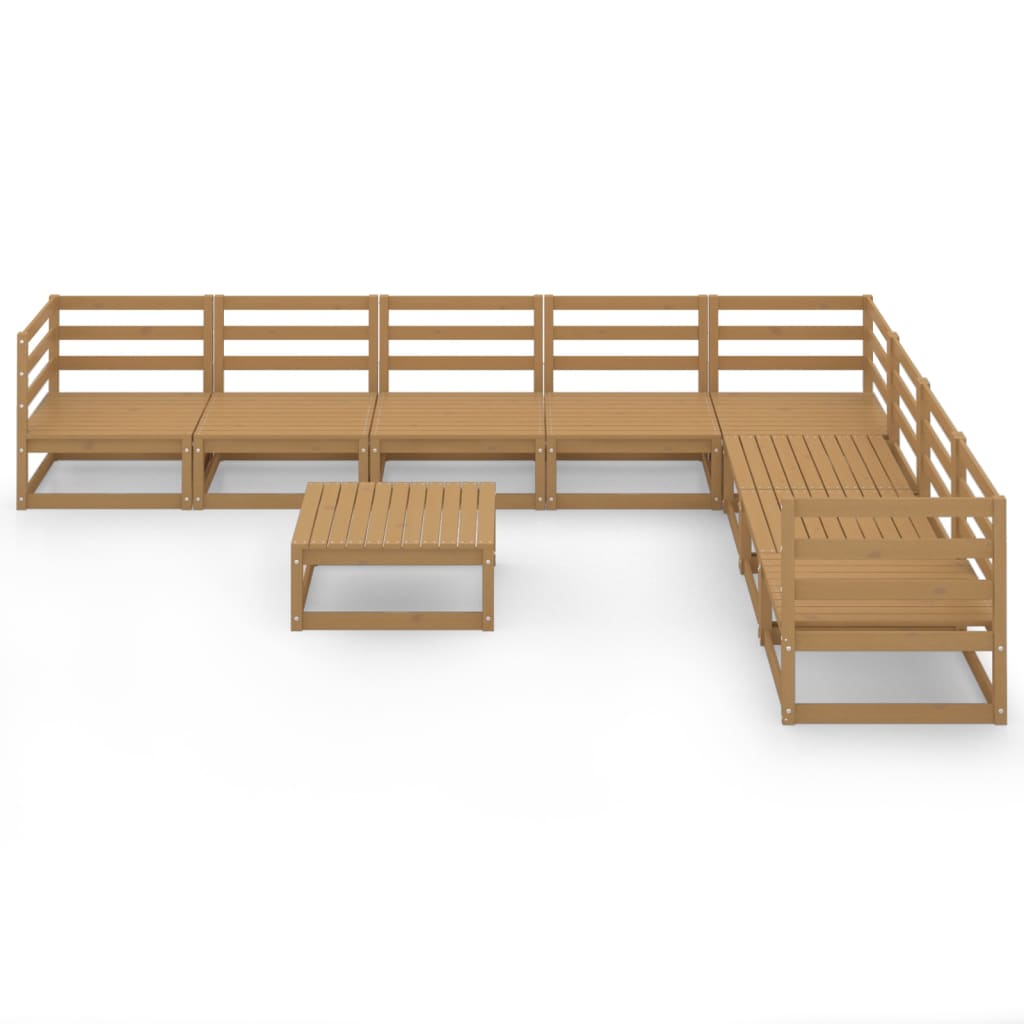 Set mobilier de grădină, 9 piese, maro miere, lemn masiv de pin GartenMobel Dekor