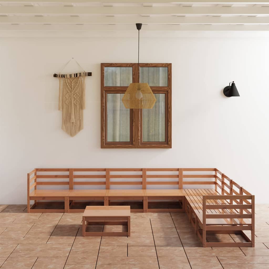 Set mobilier de grădină, 9 piese, maro miere, lemn masiv de pin GartenMobel Dekor