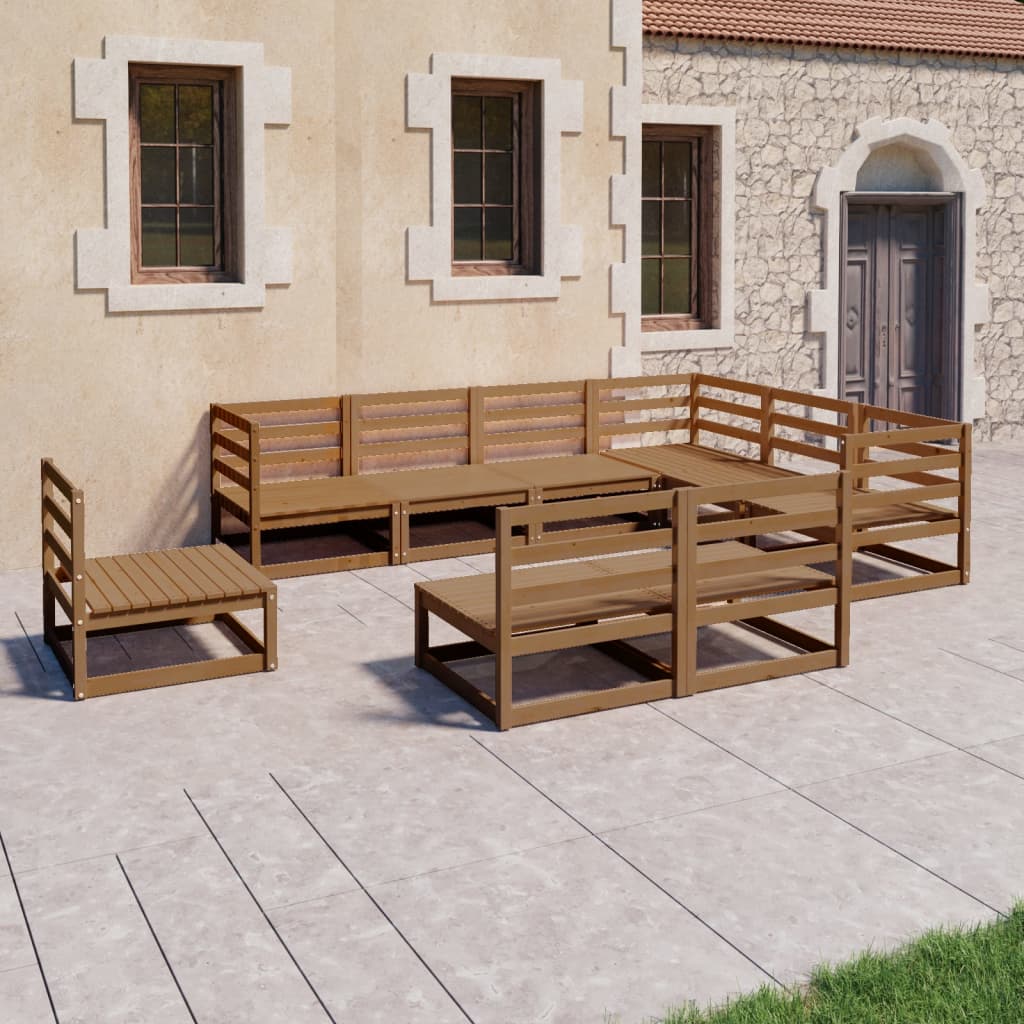 Set mobilier de grădină, 9 piese, maro miere, lemn masiv de pin GartenMobel Dekor