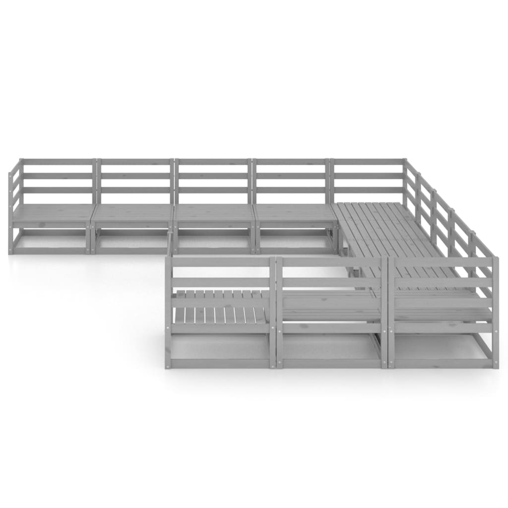 Set mobilier de grădină, 11 piese, gri, lemn masiv de pin GartenMobel Dekor