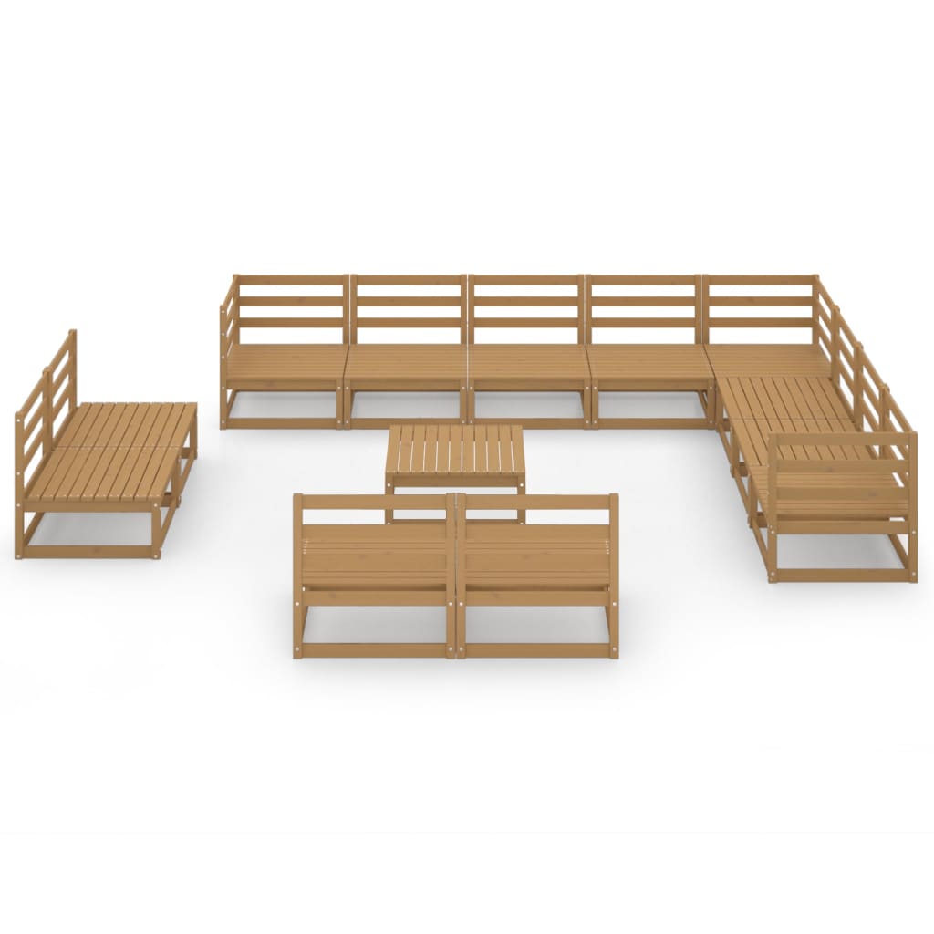Set mobilier de grădină, 13 piese, maro miere, lemn masiv pin GartenMobel Dekor
