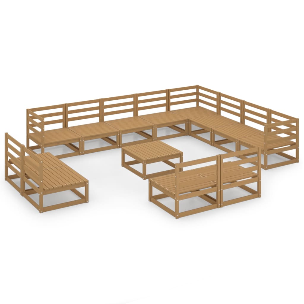Set mobilier de grădină, 13 piese, maro miere, lemn masiv pin GartenMobel Dekor