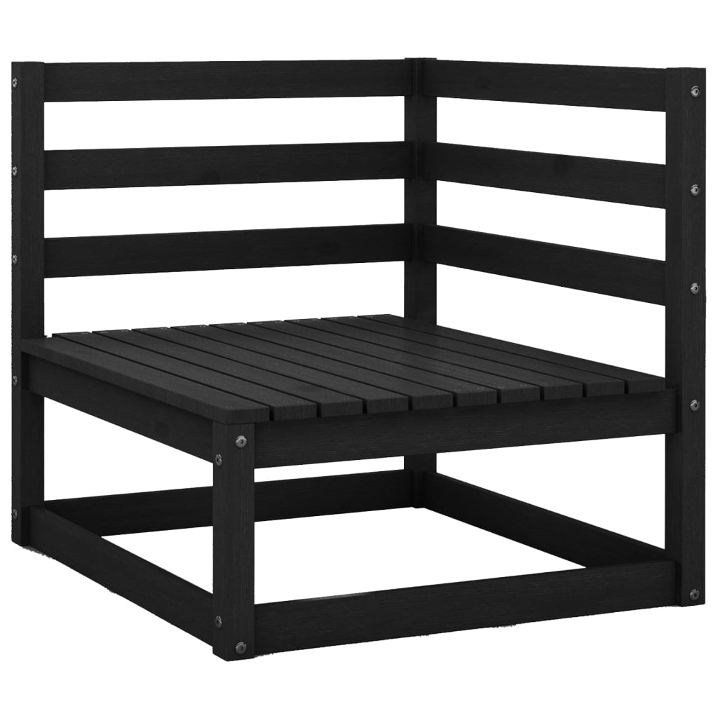 Set mobilier de grădină, 13 piese, negru, lemn masiv de pin GartenMobel Dekor