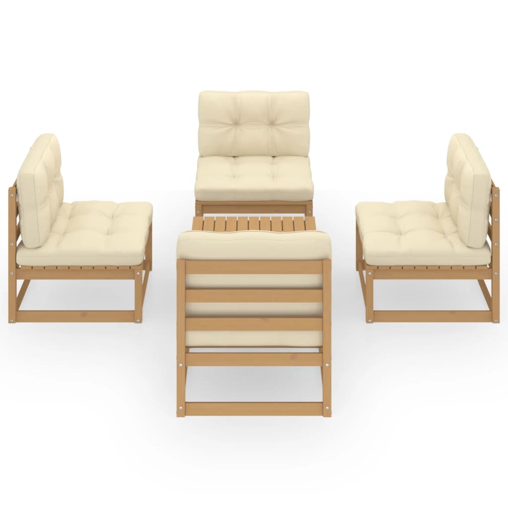 Set mobilier de grădină cu perne, 5 piese, lemn masiv de pin GartenMobel Dekor
