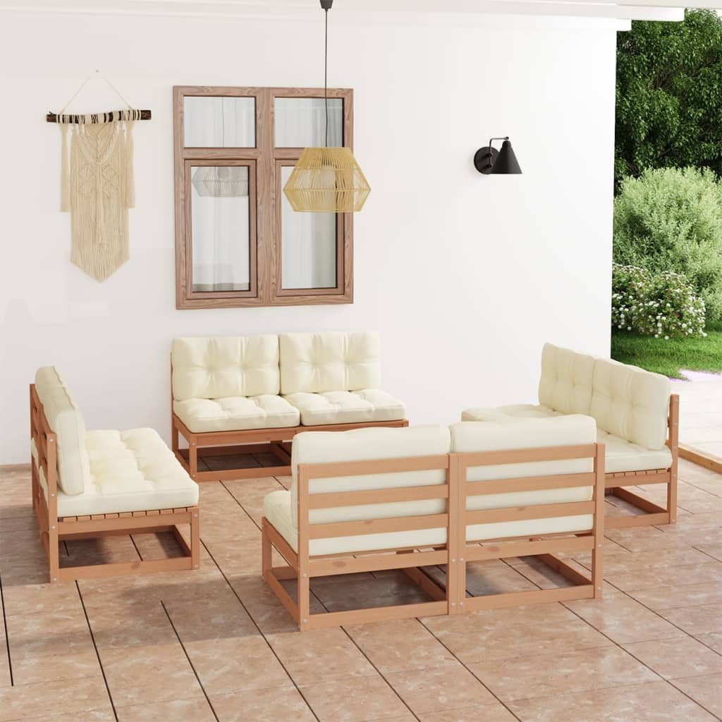 Set mobilier de grădină cu perne, 8 piese, lemn masiv de pin GartenMobel Dekor