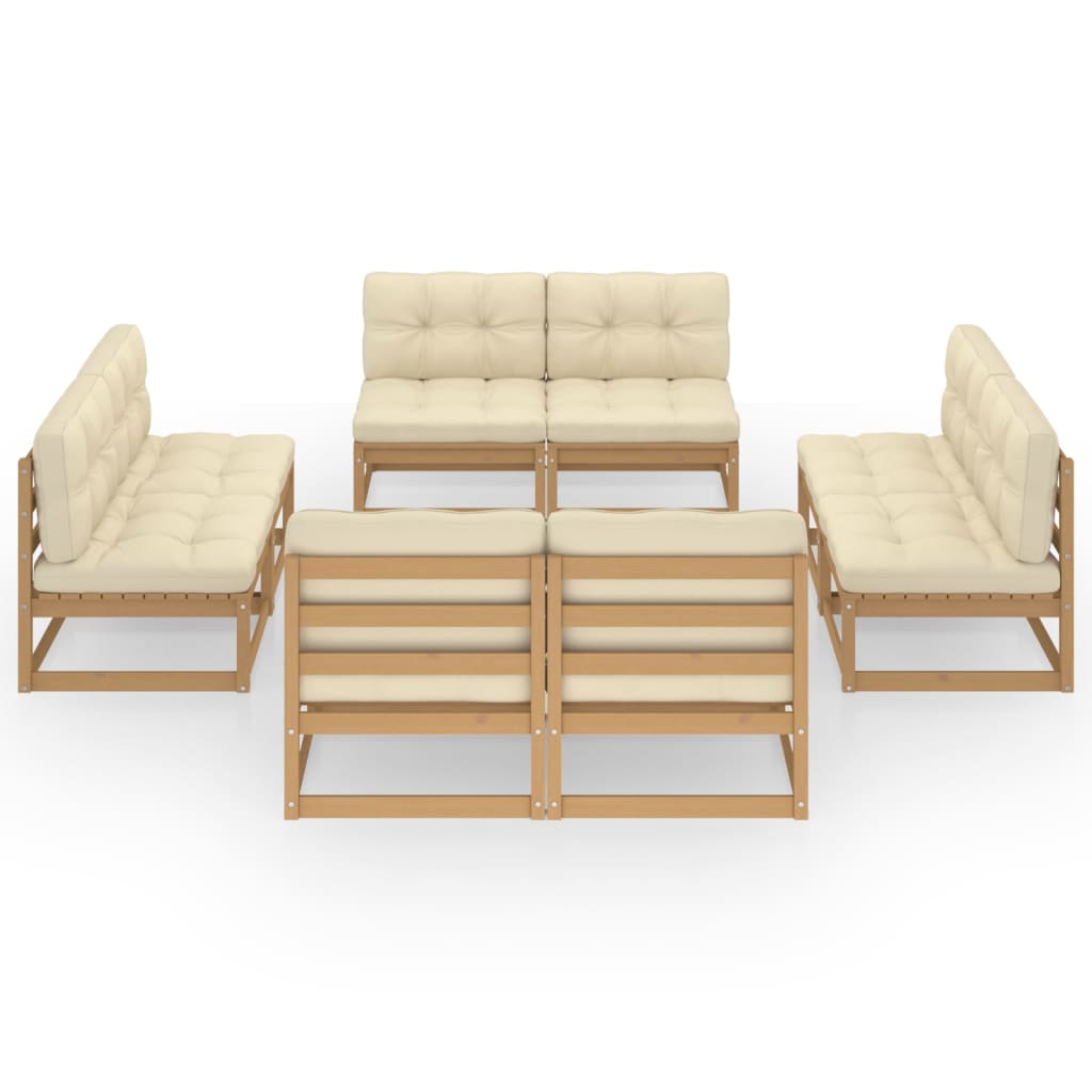 Set mobilier de grădină cu perne, 8 piese, lemn masiv de pin GartenMobel Dekor