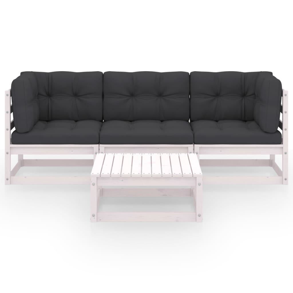 Set mobilier de grădină cu perne, 4 piese, lemn masiv de pin GartenMobel Dekor