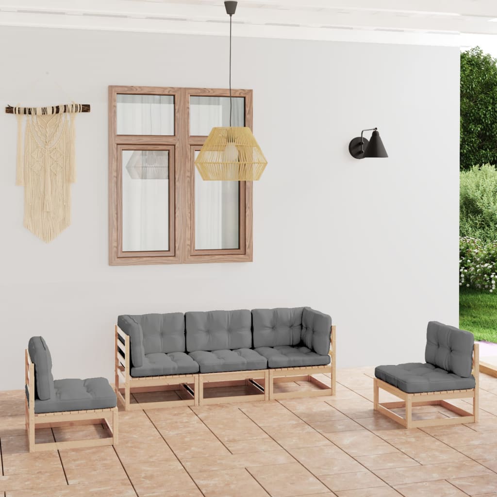 Set mobilier de grădină, 5 piese, cu perne, lemn masiv de pin GartenMobel Dekor