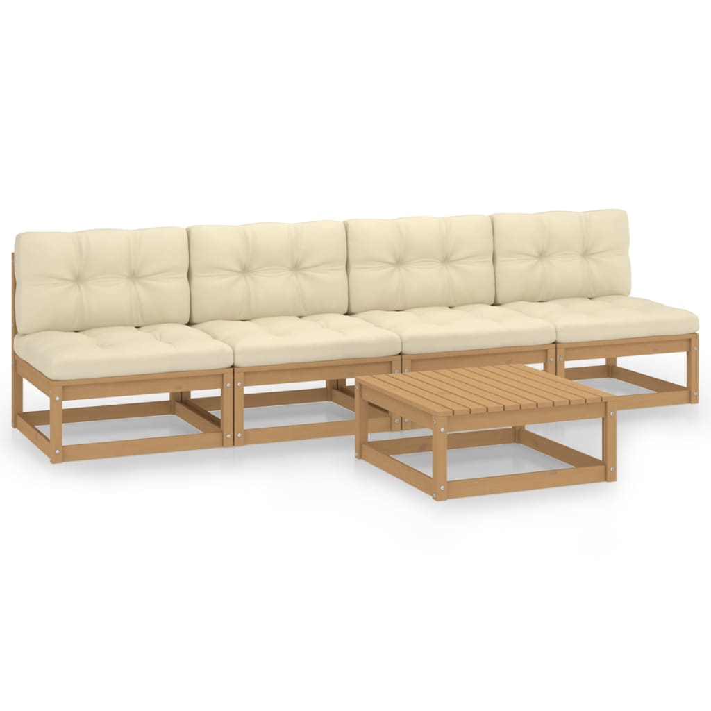 Set mobilier de grădină cu perne, 5 piese, lemn masiv de pin GartenMobel Dekor