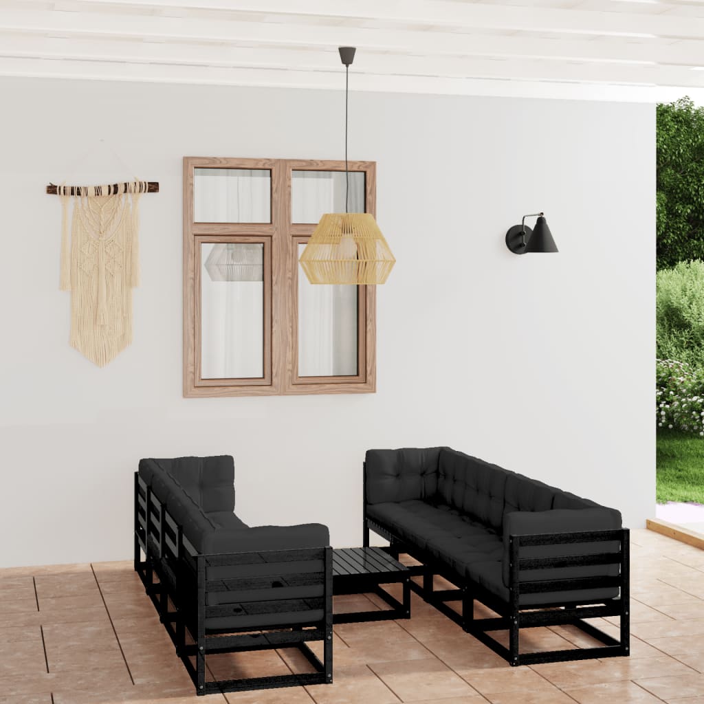 Set mobilier grădină cu perne, 9 piese, lemn masiv pin GartenMobel Dekor