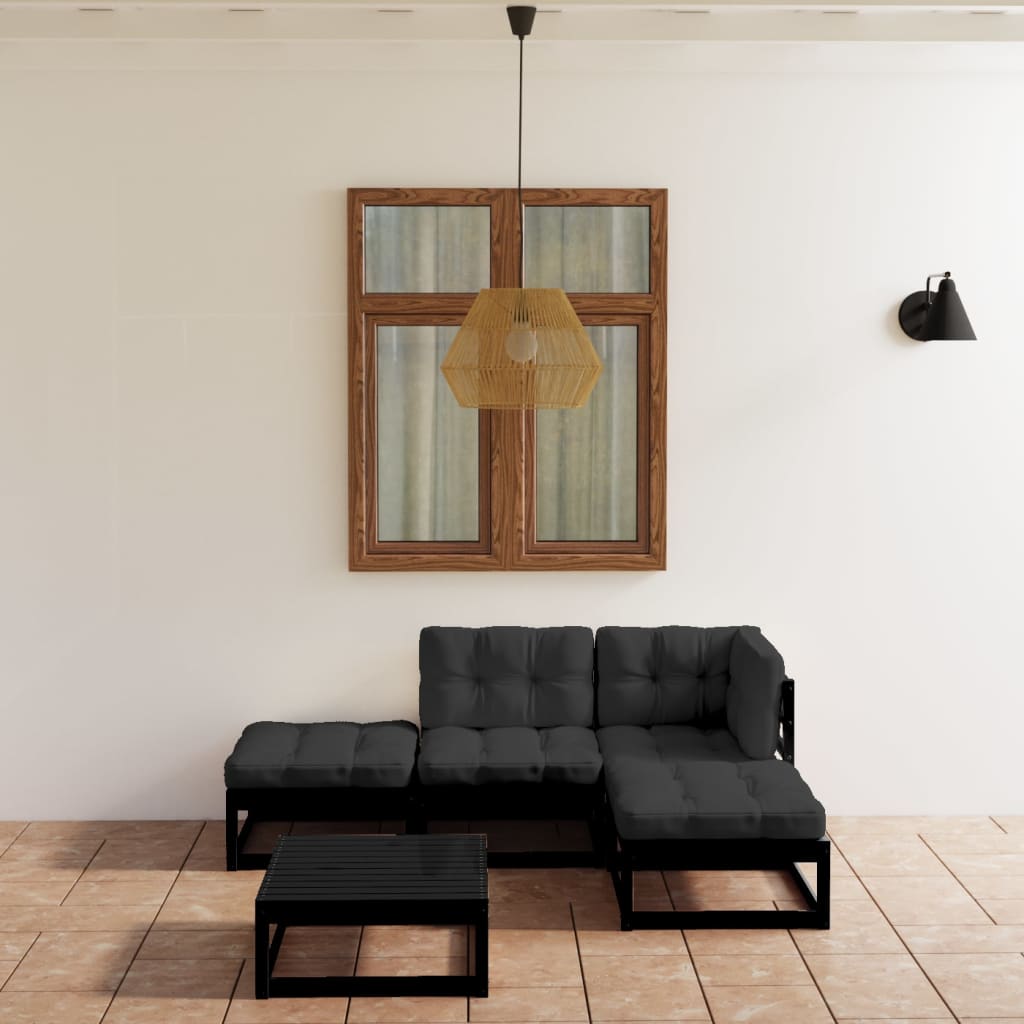 Set mobilier de grădină cu perne, 5 piese, lemn masiv de pin GartenMobel Dekor