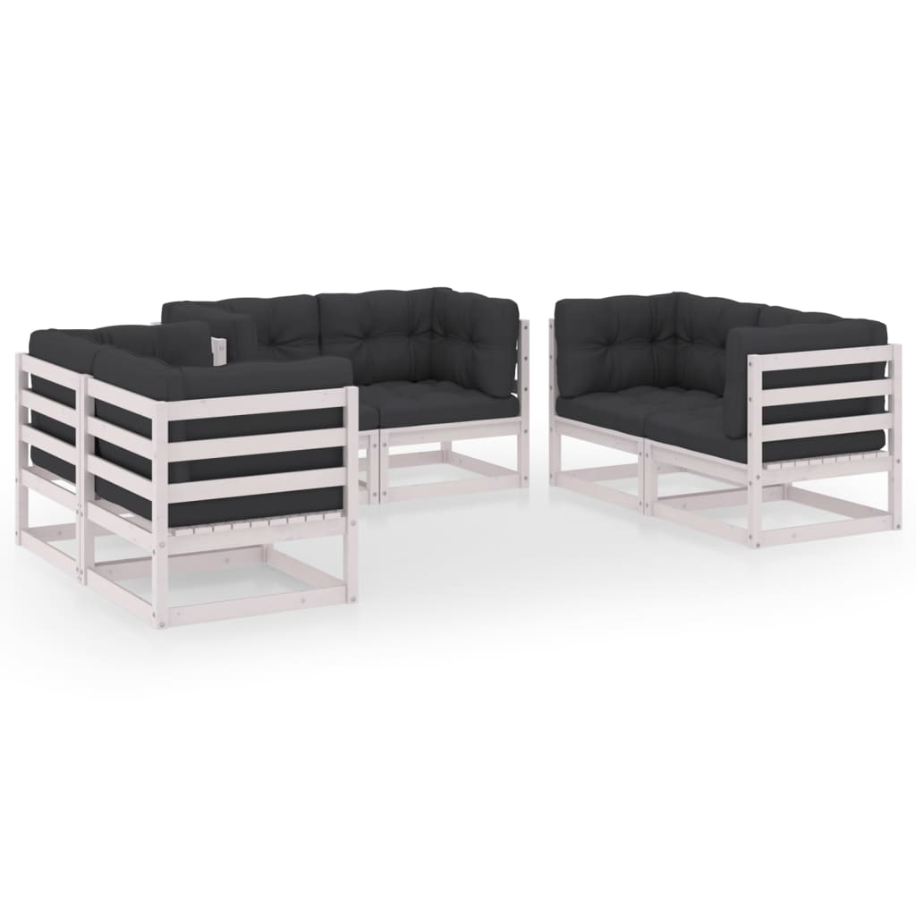 Set mobilier de grădină cu perne, 6 piese, lemn masiv de pin GartenMobel Dekor