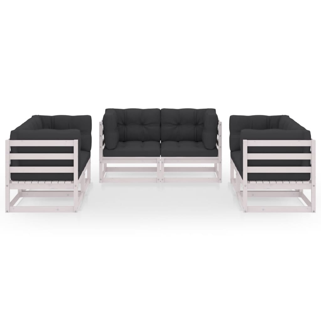 Set mobilier de grădină cu perne, 6 piese, lemn masiv de pin GartenMobel Dekor