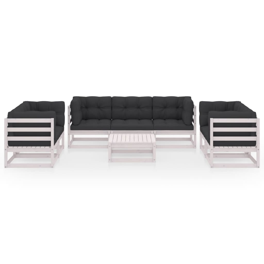 Set mobilier de grădină cu perne, 8 piese, lemn masiv de pin GartenMobel Dekor