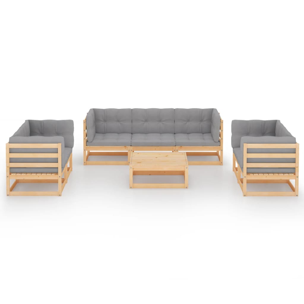 Set mobilier de grădină cu perne, 8 piese, lemn masiv de pin GartenMobel Dekor