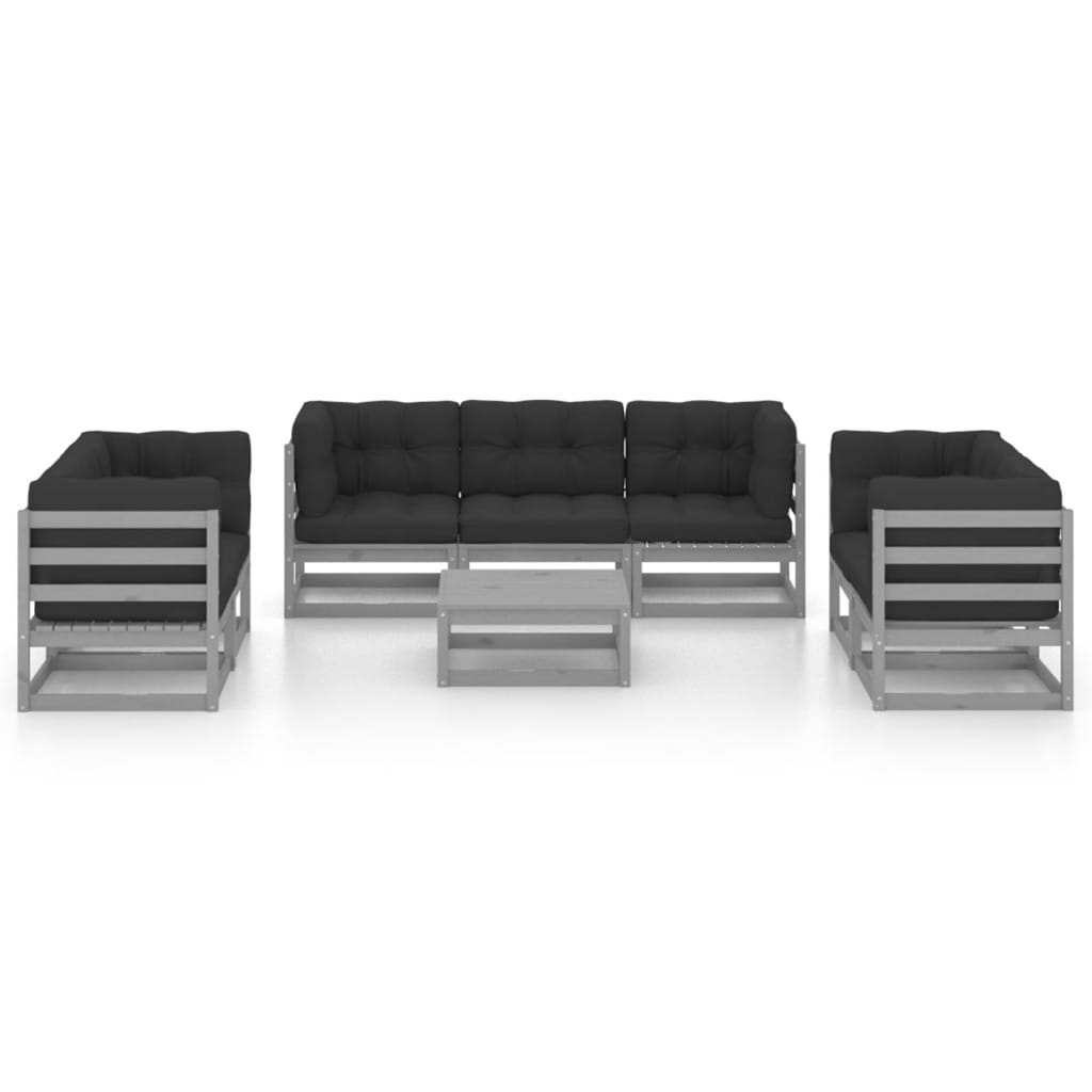 Set mobilier de grădină cu perne, 8 piese, lemn masiv de pin GartenMobel Dekor