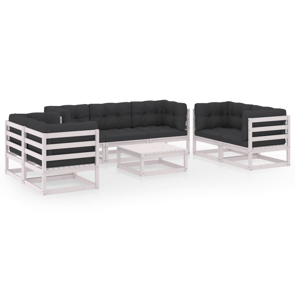 Set mobilier de grădină cu perne, 8 piese, lemn masiv de pin GartenMobel Dekor