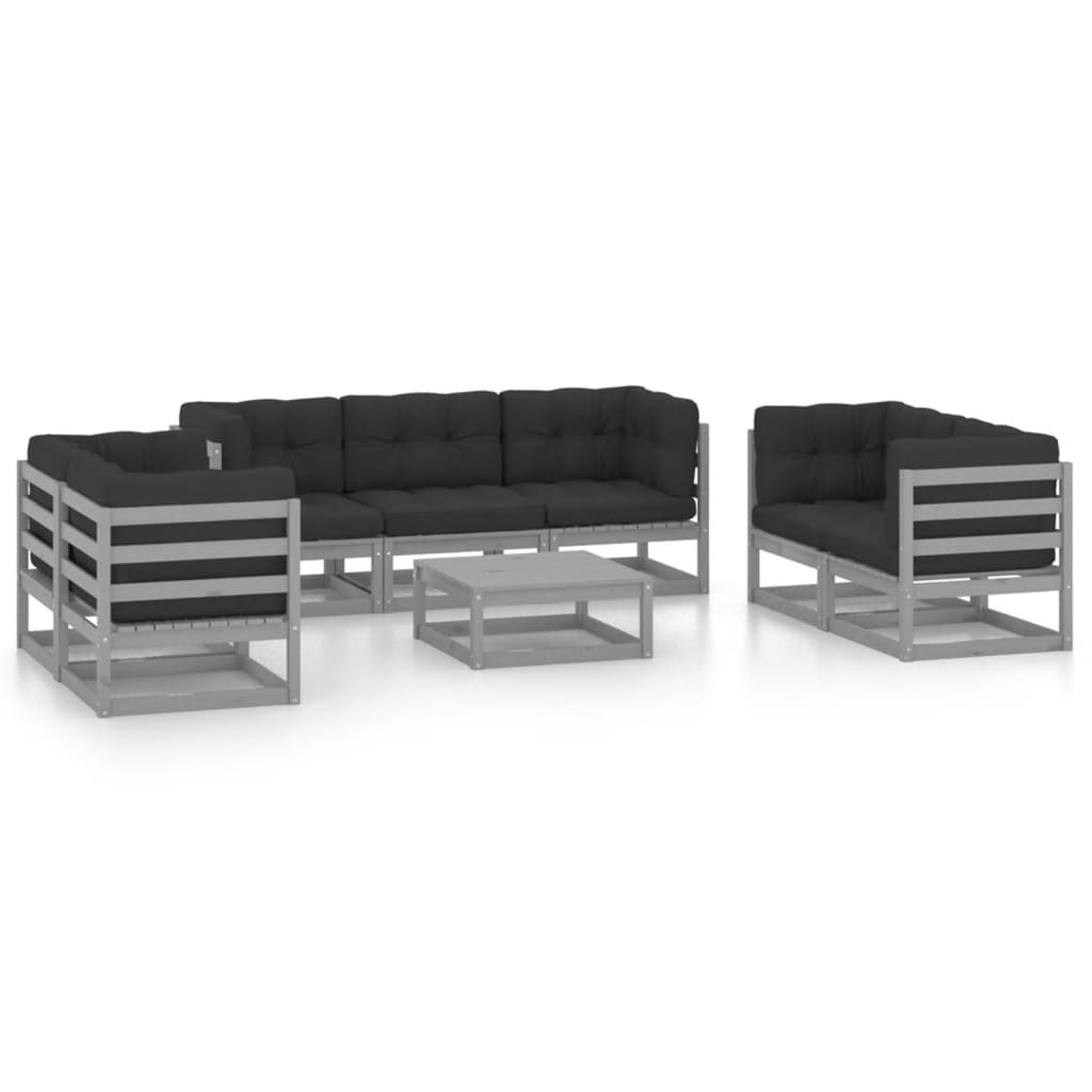 Set mobilier de grădină cu perne, 8 piese, lemn masiv de pin GartenMobel Dekor