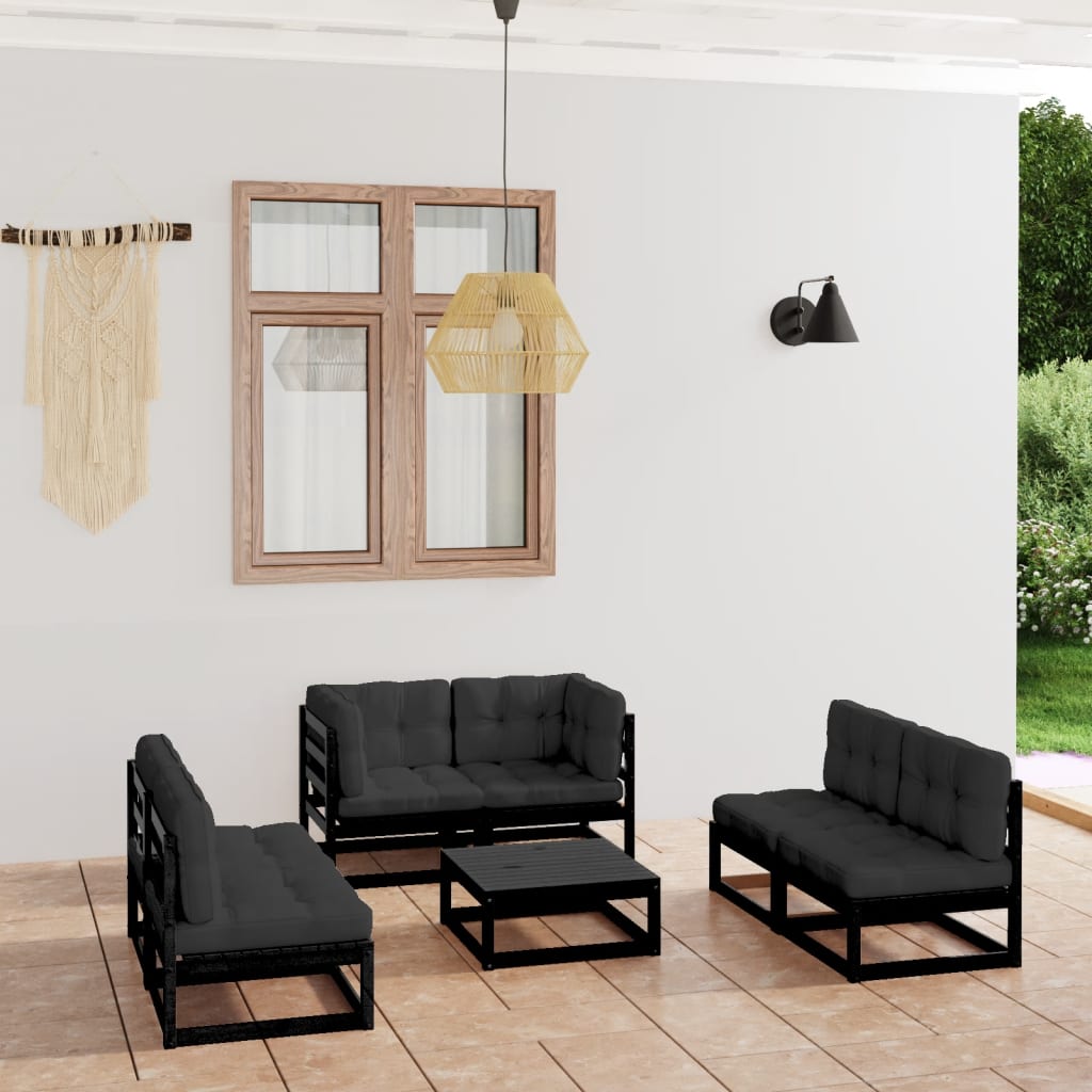 Set mobilier grădină cu perne, 7 piese, lemn masiv pin GartenMobel Dekor