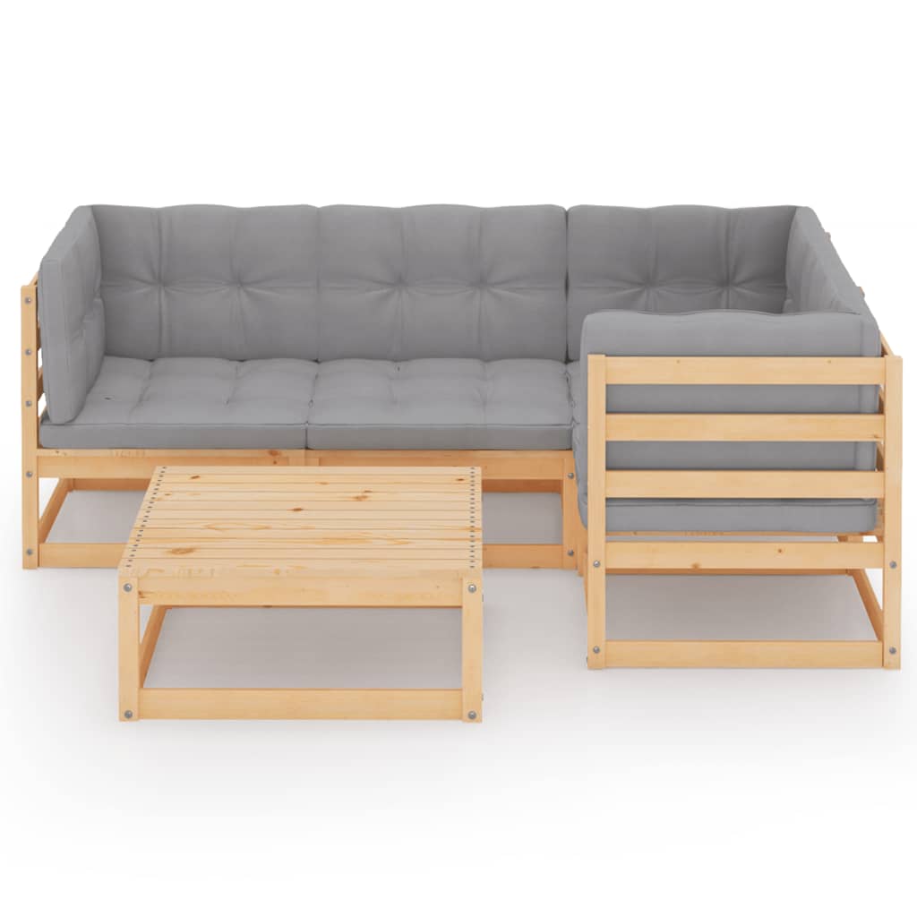 Set mobilier de grădină, 5 piese, cu perne, lemn masiv de pin GartenMobel Dekor