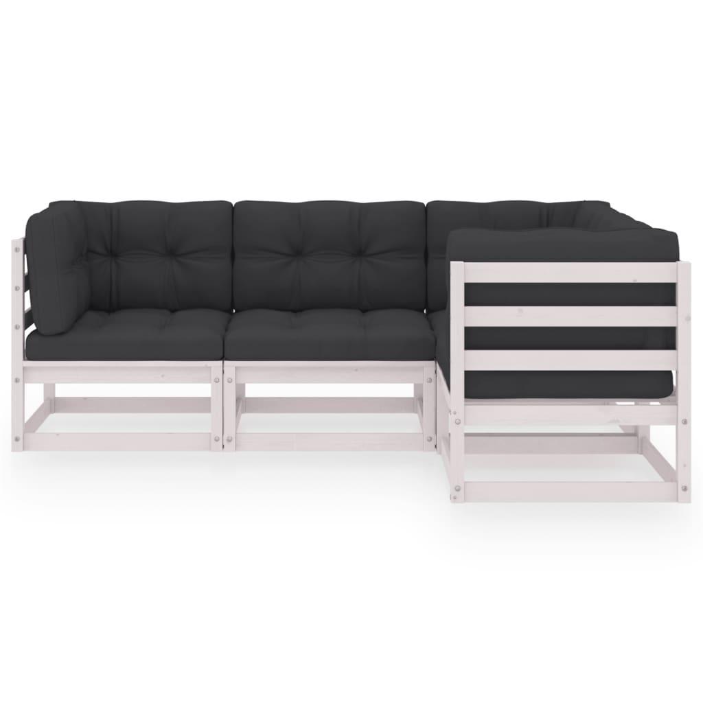 Set mobilier de grădină cu perne, 4 piese, lemn masiv de pin GartenMobel Dekor
