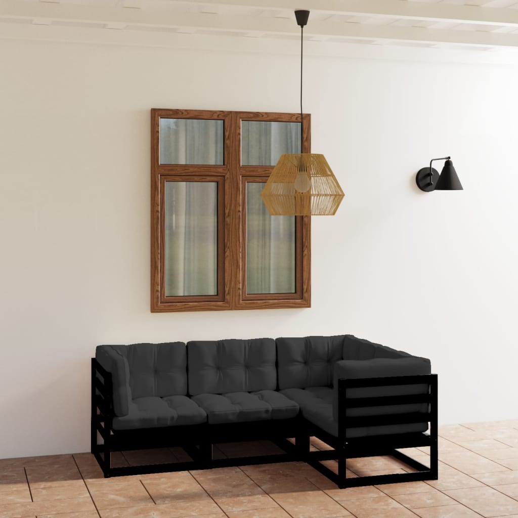 Set mobilier de grădină cu perne, 4 piese, lemn masiv de pin GartenMobel Dekor