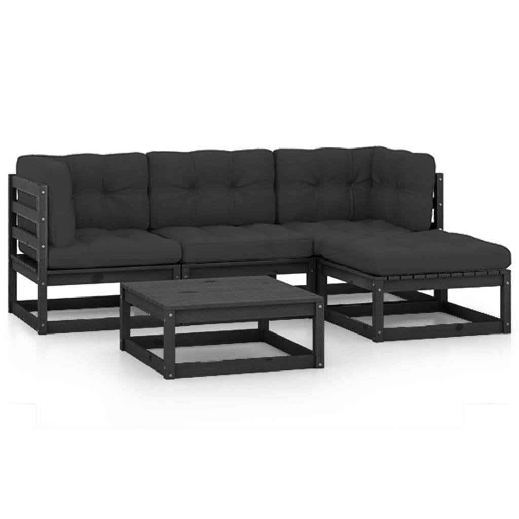 Set mobilier de grădină cu perne, 5 piese, lemn masiv de pin GartenMobel Dekor