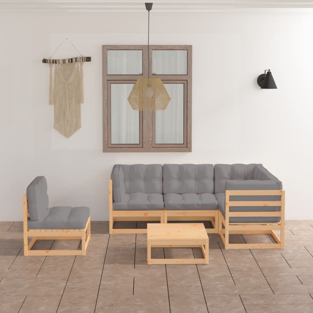 Set mobilier de grădină cu perne, 6 piese, lemn masiv de pin GartenMobel Dekor