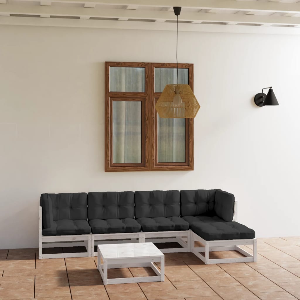 Set mobilier de grădină cu perne, 6 piese, lemn masiv de pin GartenMobel Dekor