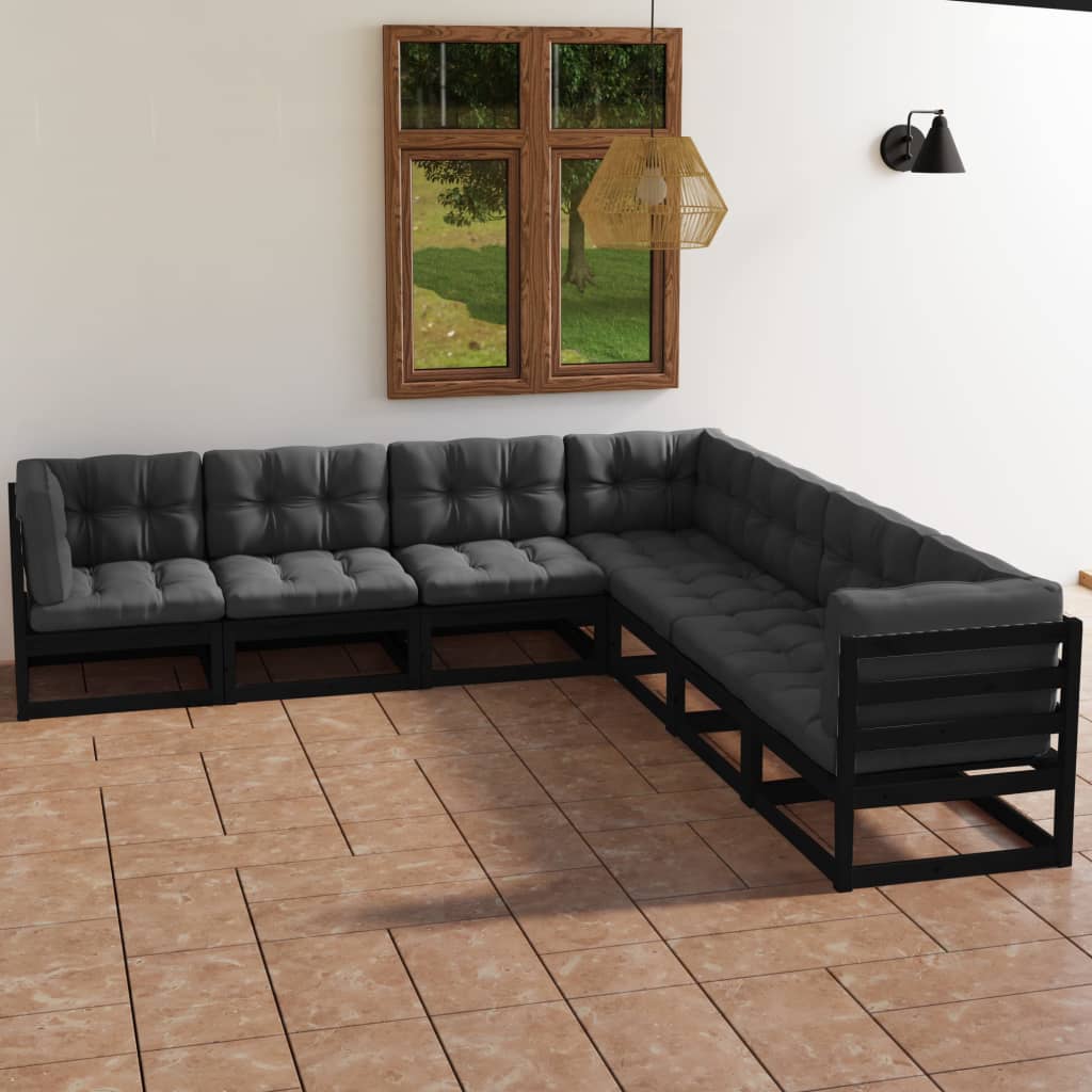 Set mobilier grădină cu perne, 7 piese, lemn masiv pin GartenMobel Dekor