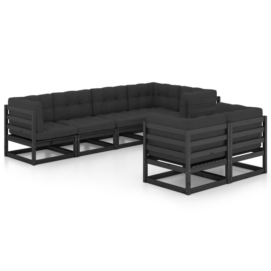 Set mobilier de grădină cu perne, 7 piese, lemn masiv de pin GartenMobel Dekor