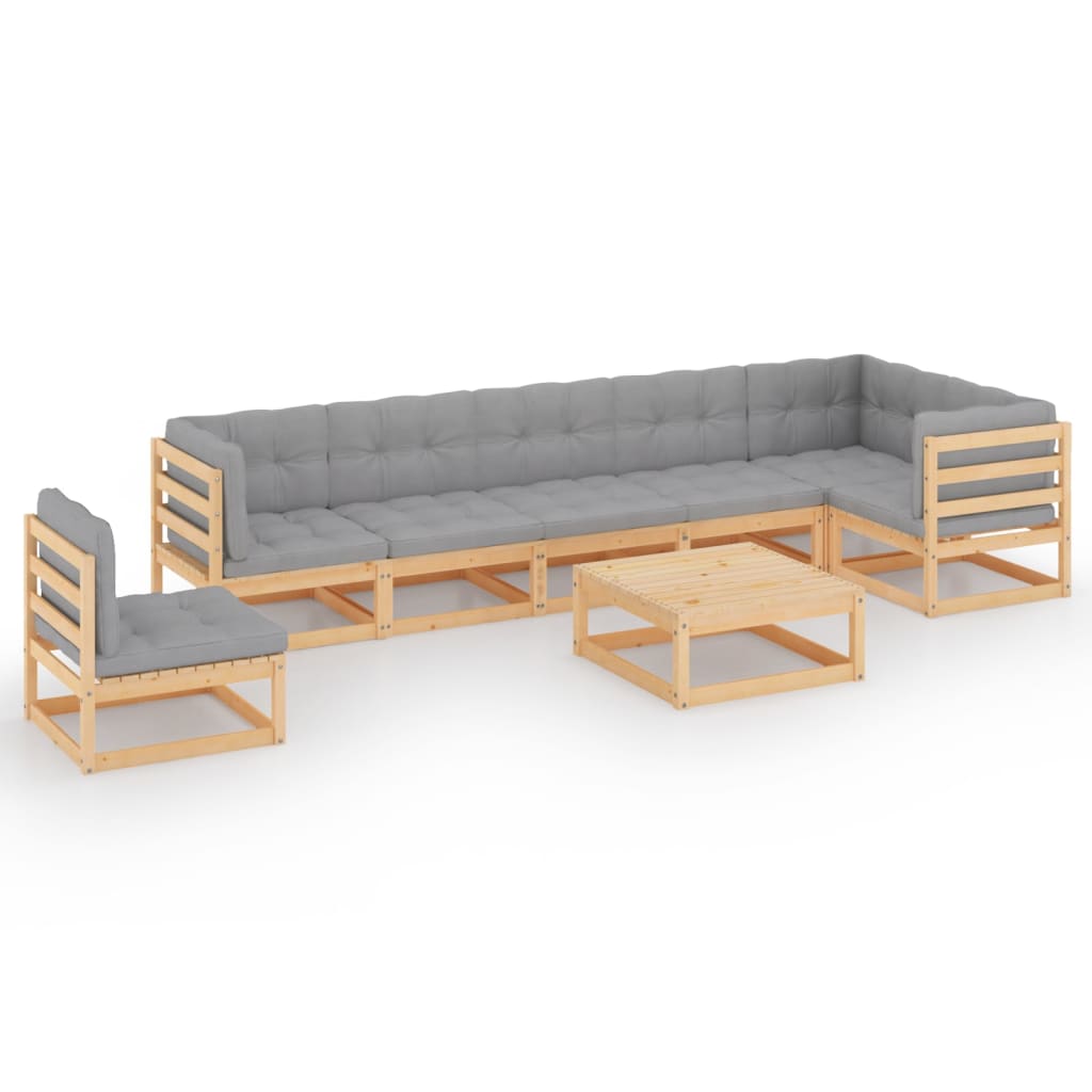 Set mobilier de grădină cu perne, 8 piese, lemn masiv de pin GartenMobel Dekor
