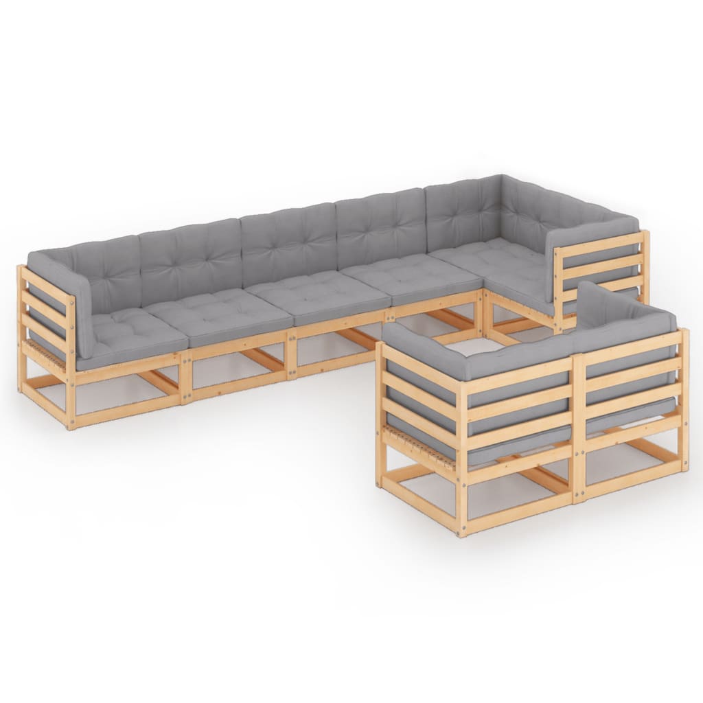 Set mobilier de grădină cu perne, 8 piese, lemn masiv de pin GartenMobel Dekor